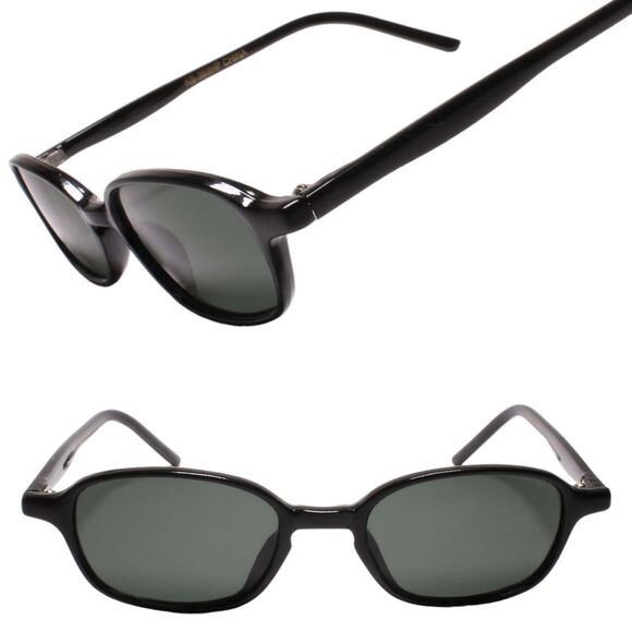 Classic Grunge Style Authentic Vintage Minimalist Rectangle Black Sunglasses - Picture 1 of 3